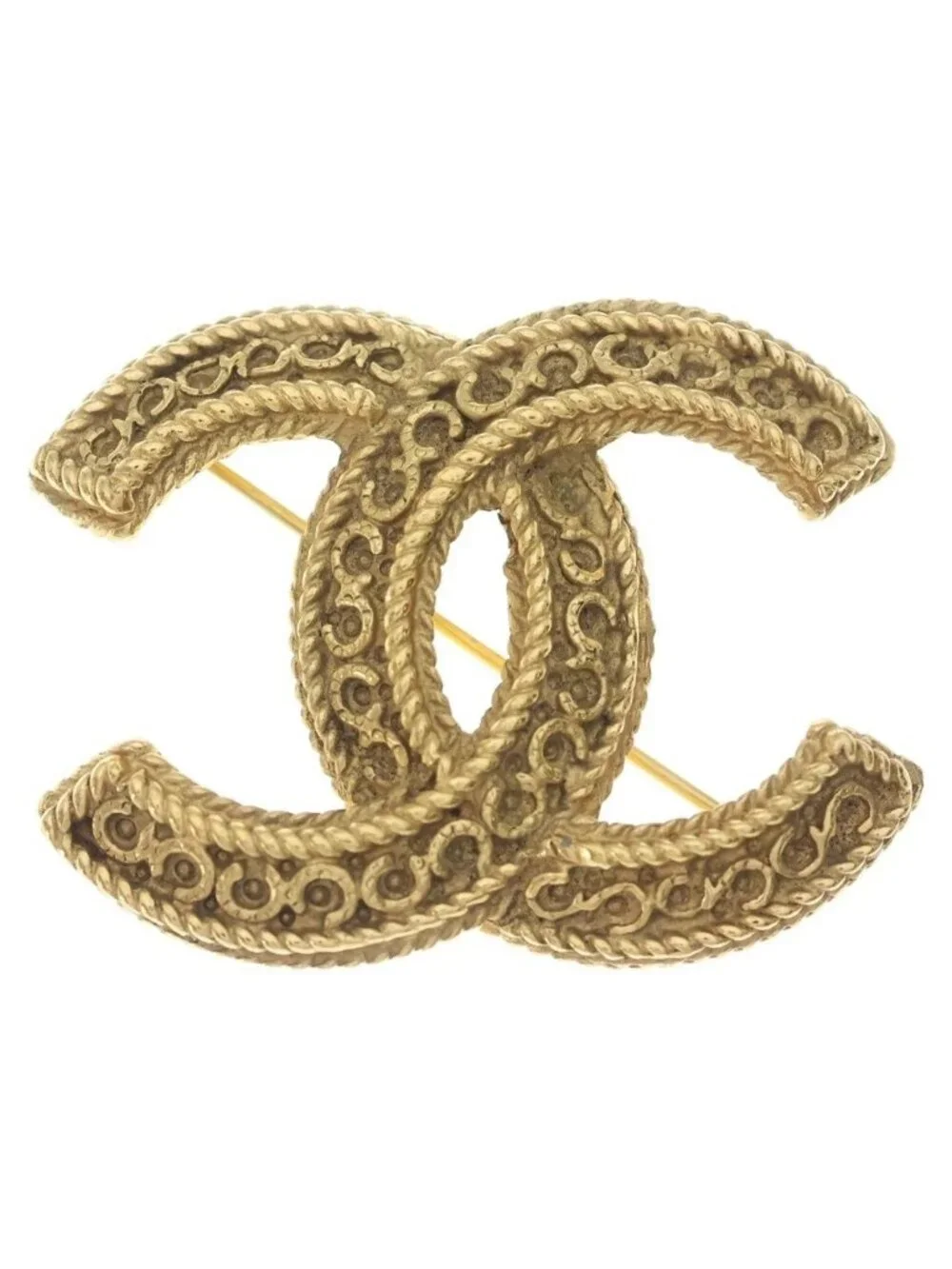 Chanel CC Logo Vintage Brooch Gold Plated